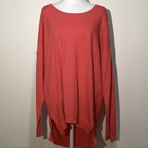 Lane Bryant Women's Orange Long Sleeves Scoop Neck 100% Cotton Sweater